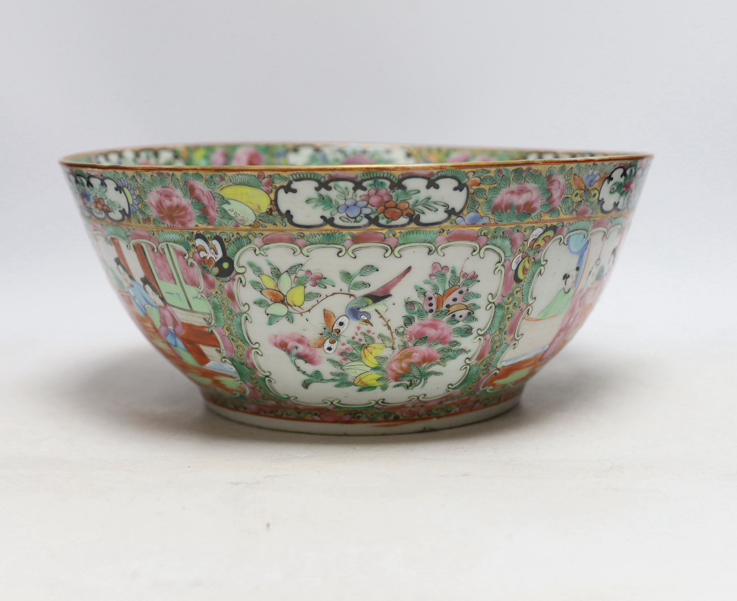 A large late 19th century Chinese famille rose bowl, 29cm in diameter